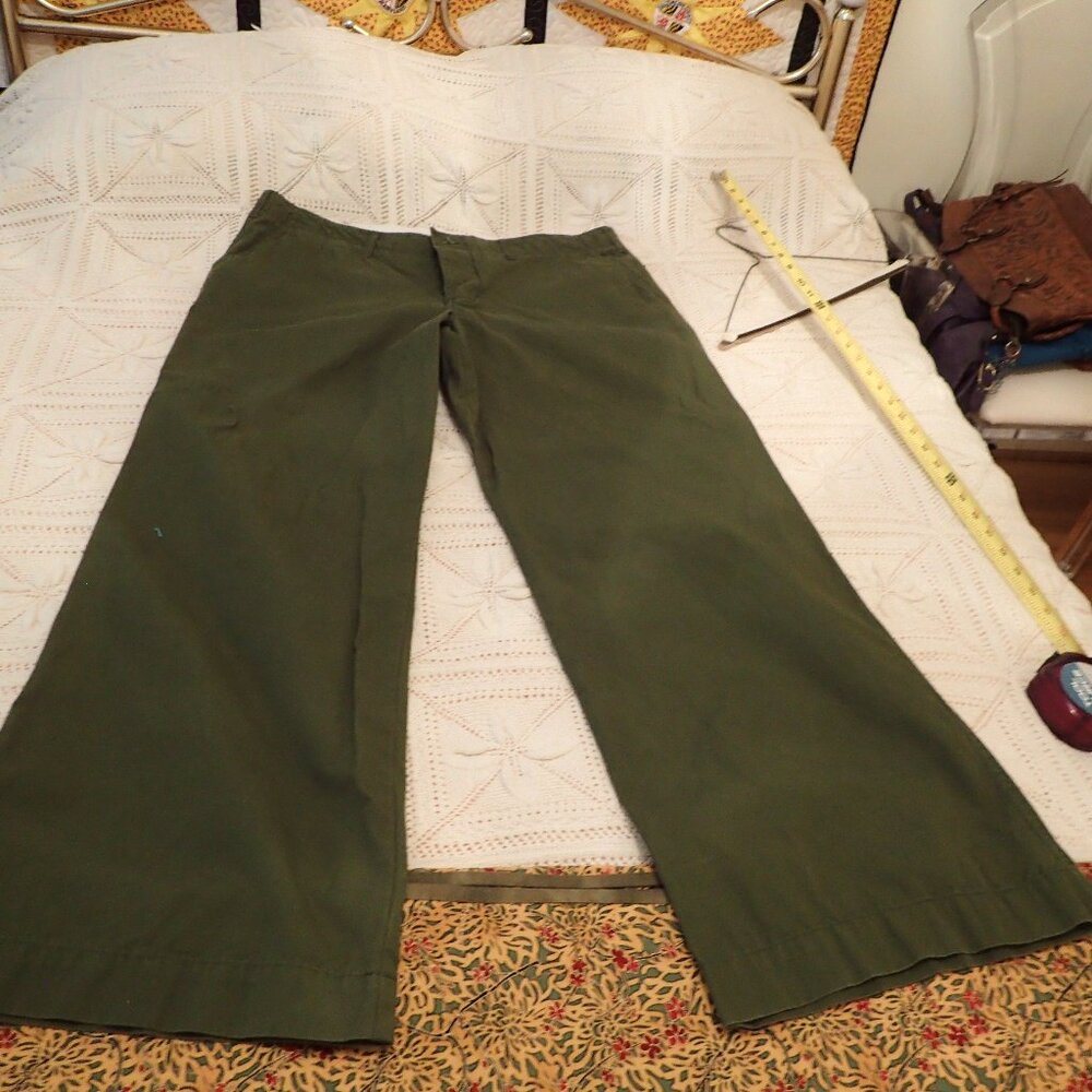 Wide Leg Olive Green Women's Pants